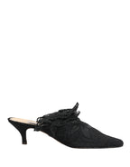 Black Lace Heels Sandals Shoes