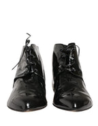 Black Leather AnkleBoots Shoes