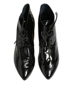 Black Leather AnkleBoots Shoes