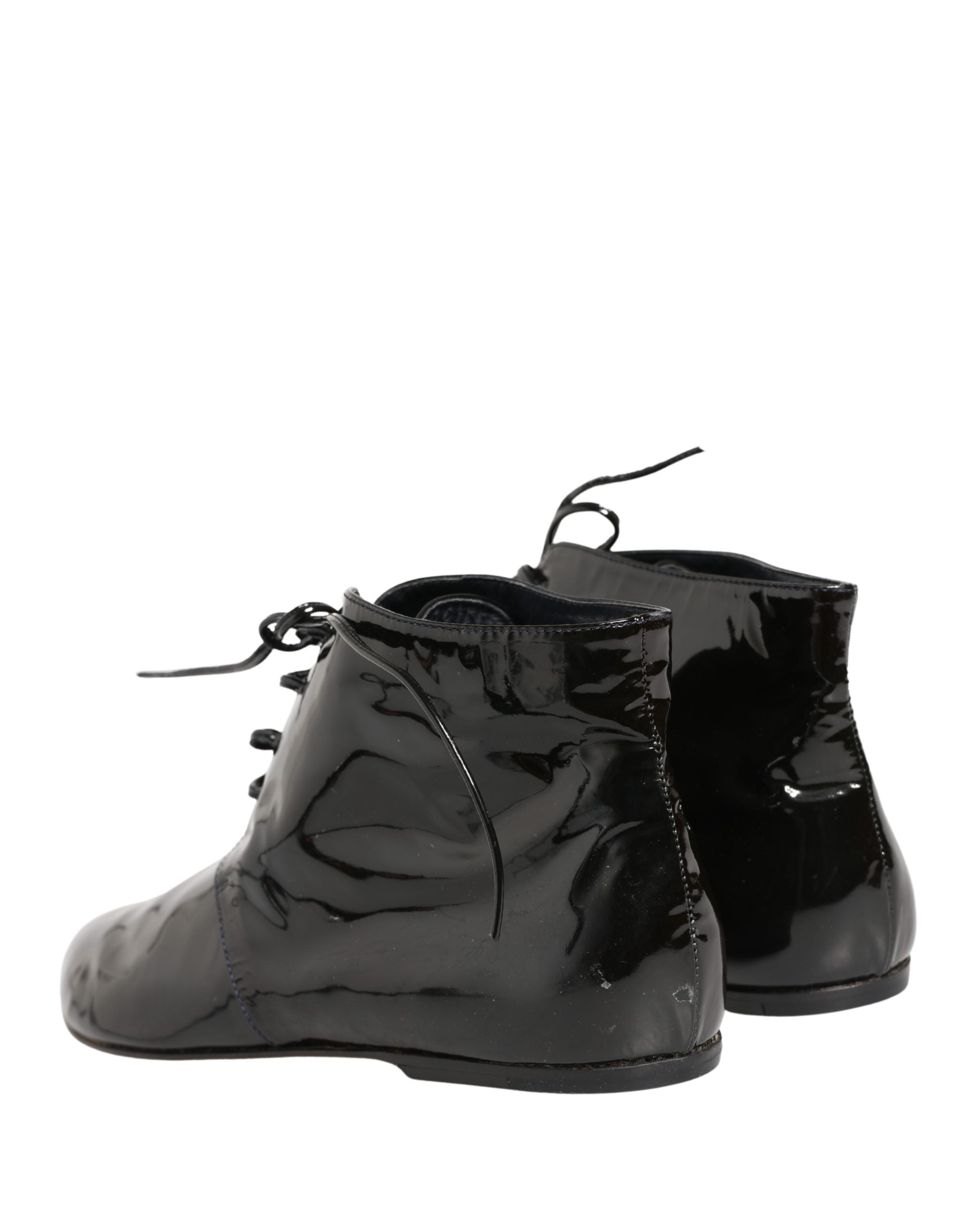 Black Leather AnkleBoots Shoes