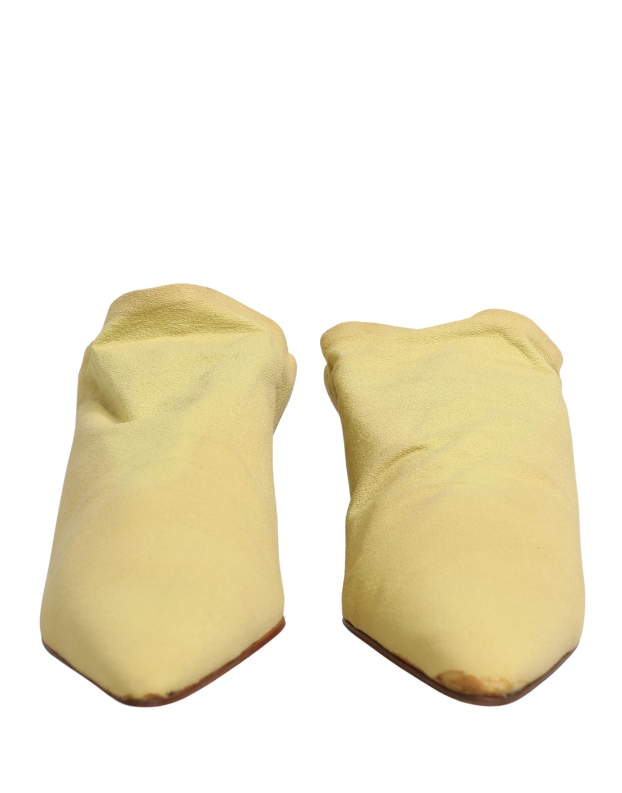 Yellow Suede Heel Mule Shoes