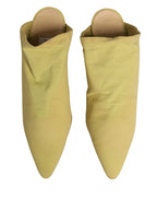 Yellow Suede Heel Mule Shoes