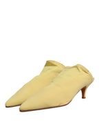 Yellow Suede Heel Mule Shoes