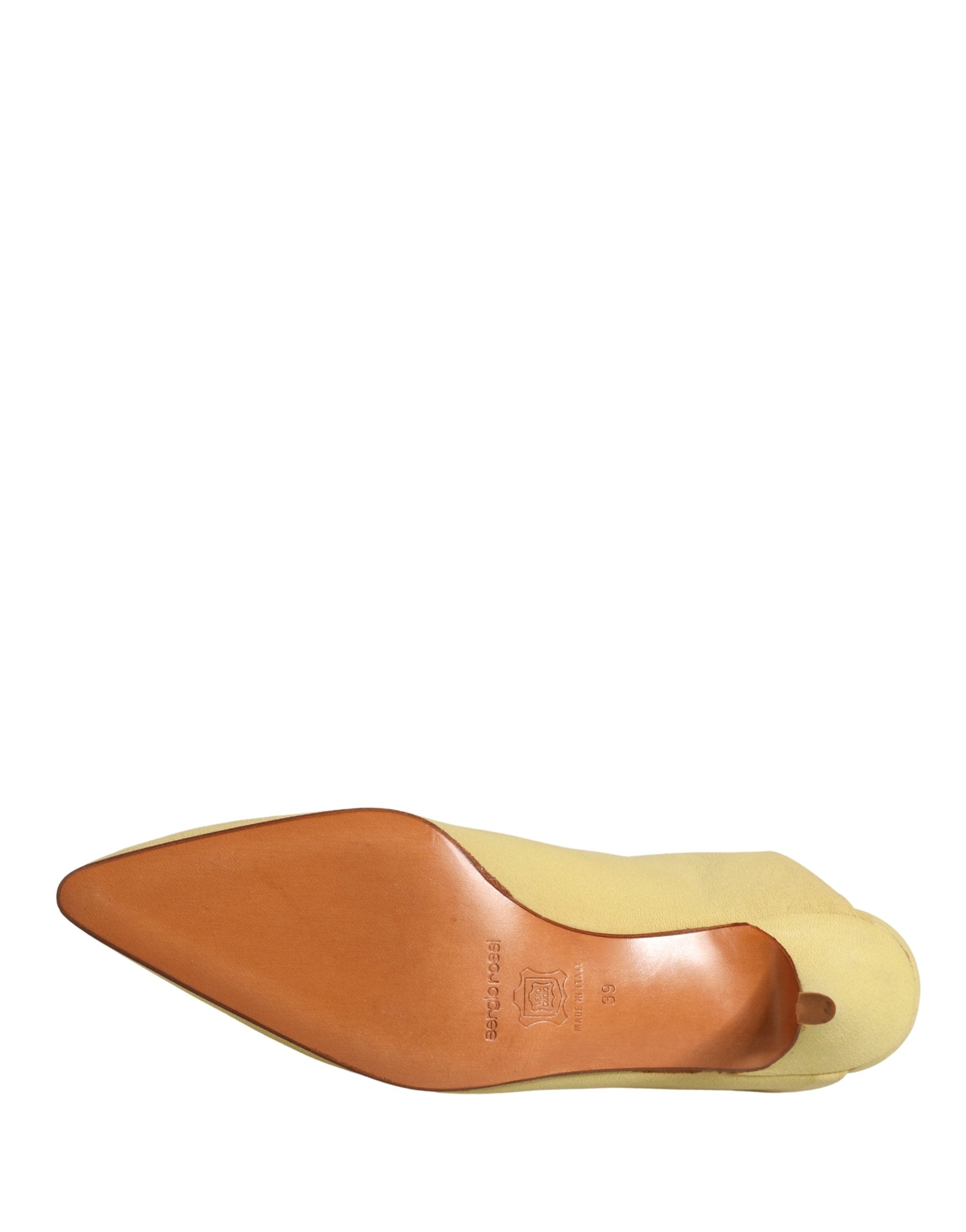 Yellow Suede Heel Mule Shoes
