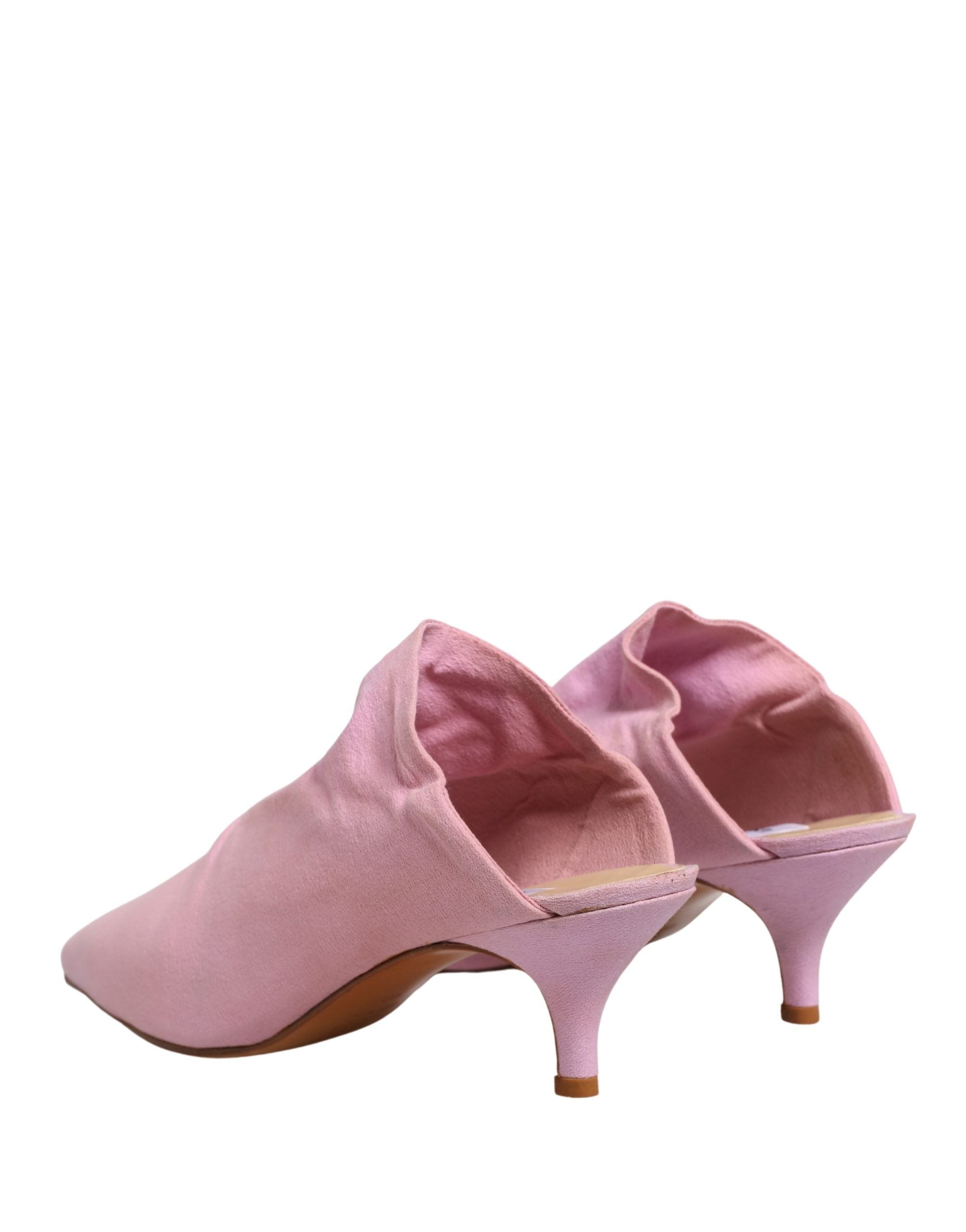 Pink Suede Heel Mule Shoes