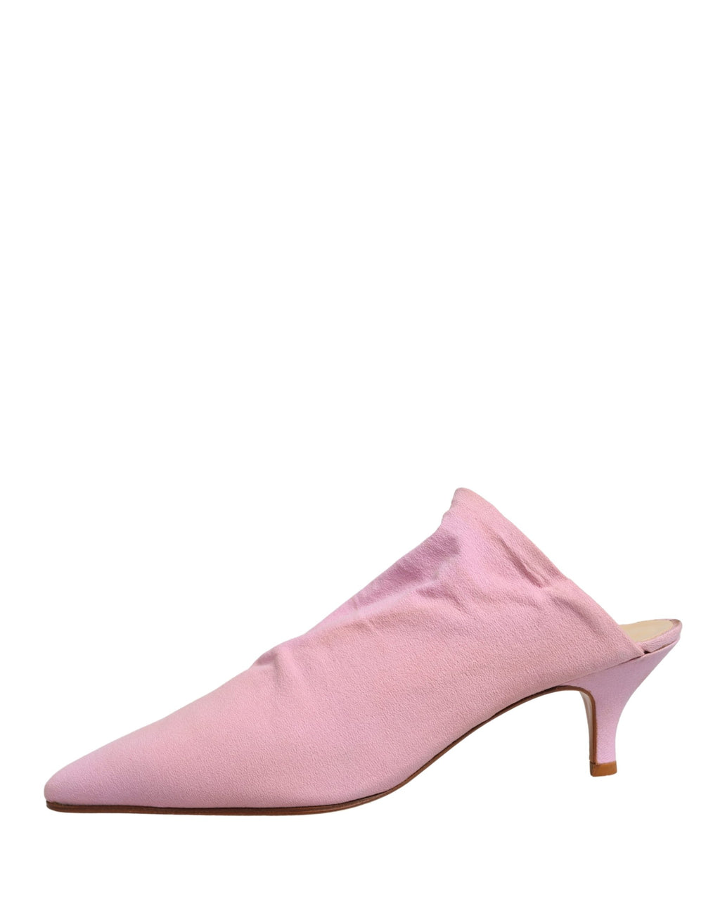 Pink Suede Heel Mule Shoes