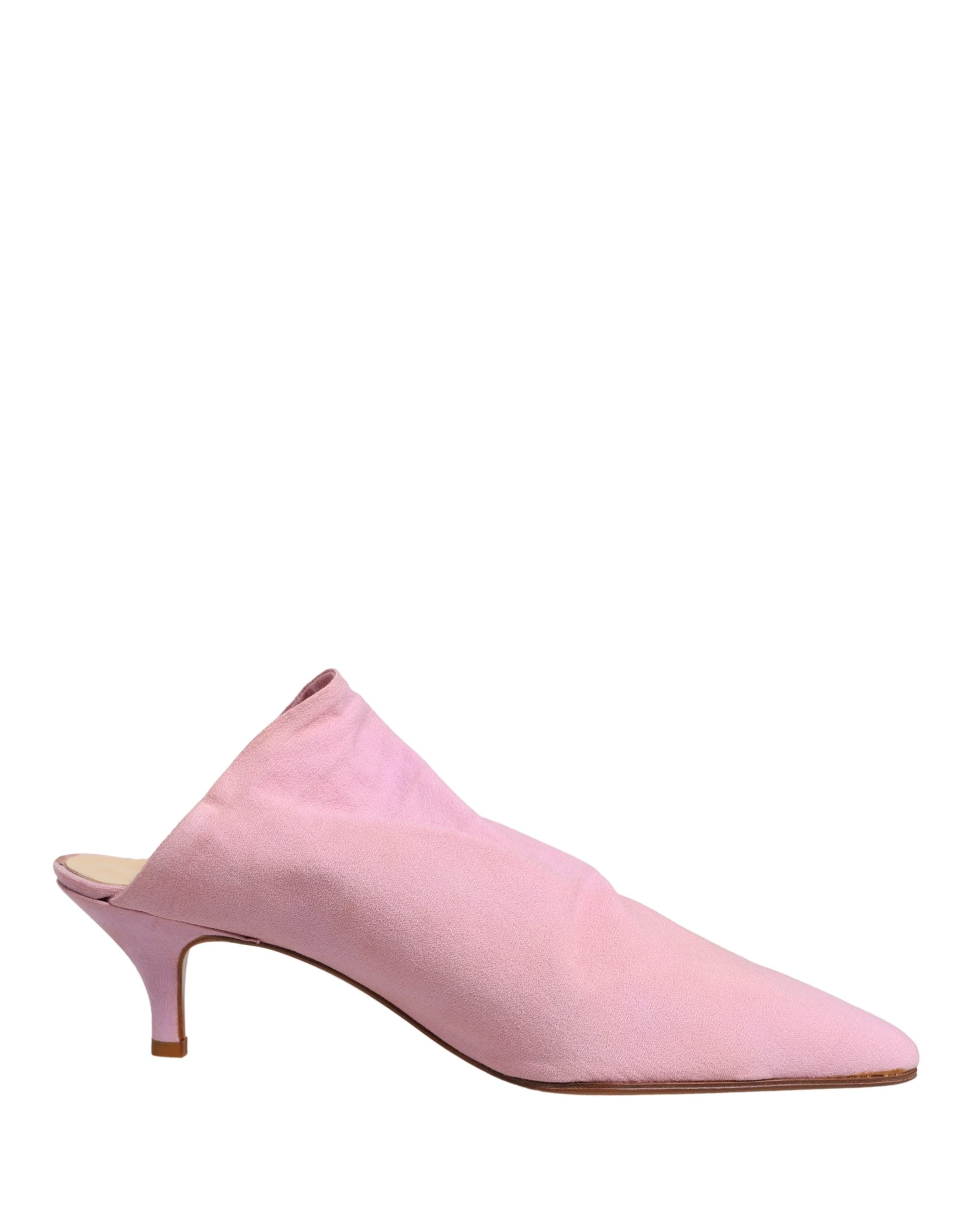Pink Suede Heel Mule Shoes