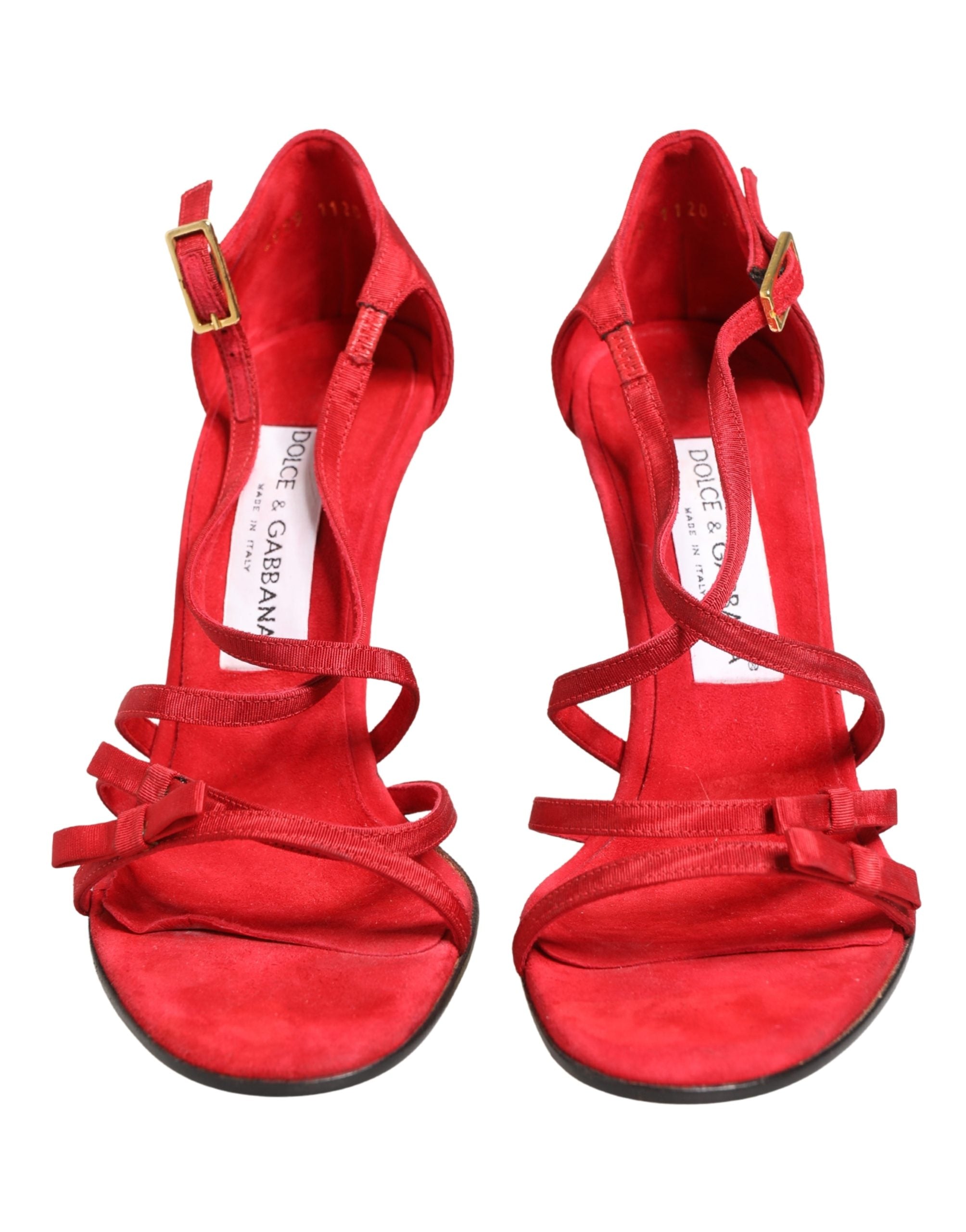 Red Calf Suede Strappy Heels Sandals Shoes