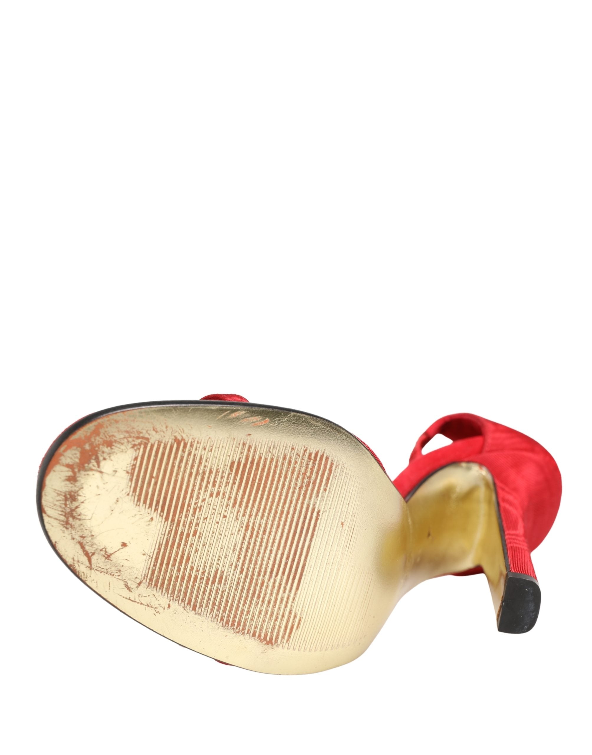 Red Calf Suede Strappy Heels Sandals Shoes