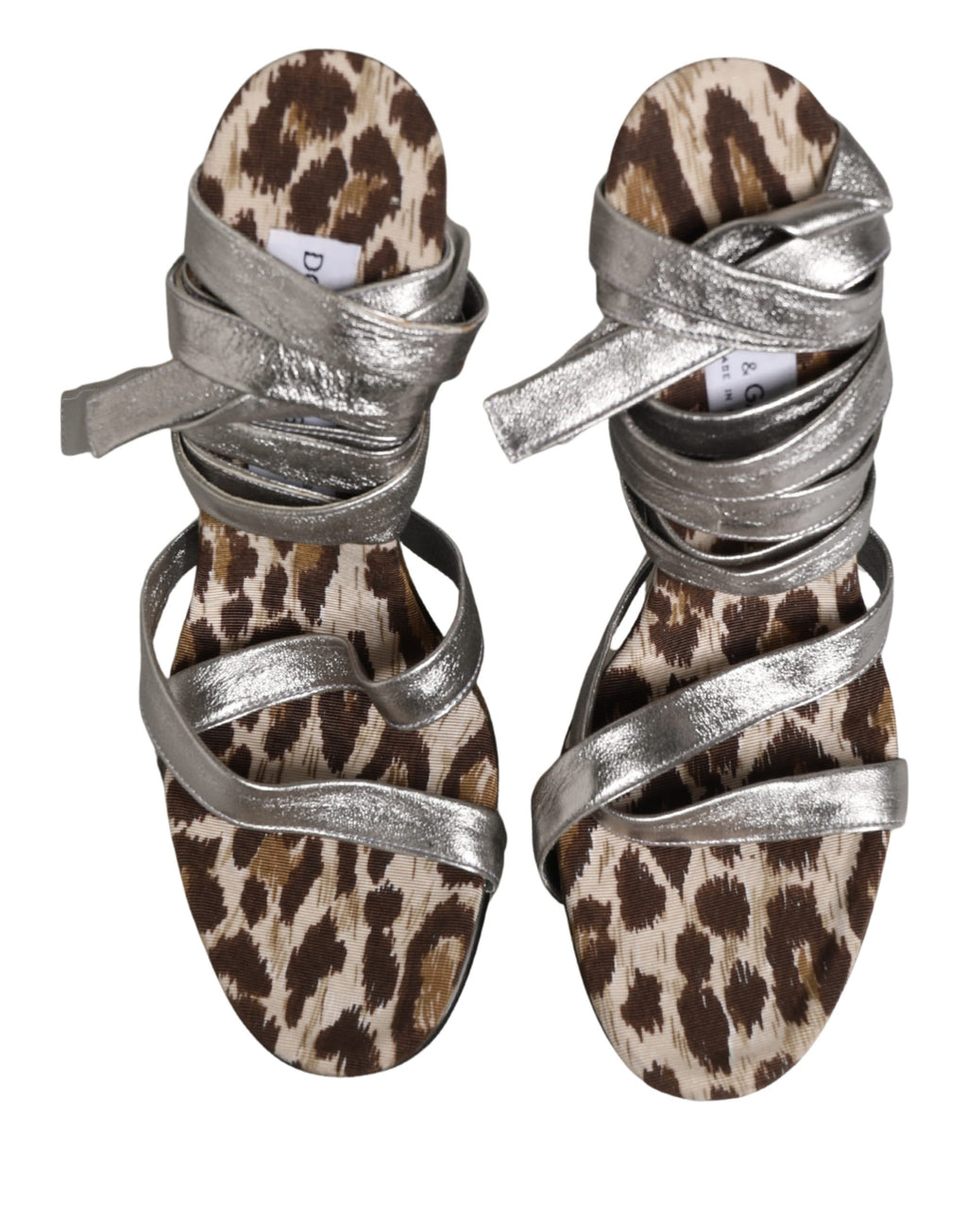 Silver Leather Platform Wedge Sandals Shoes