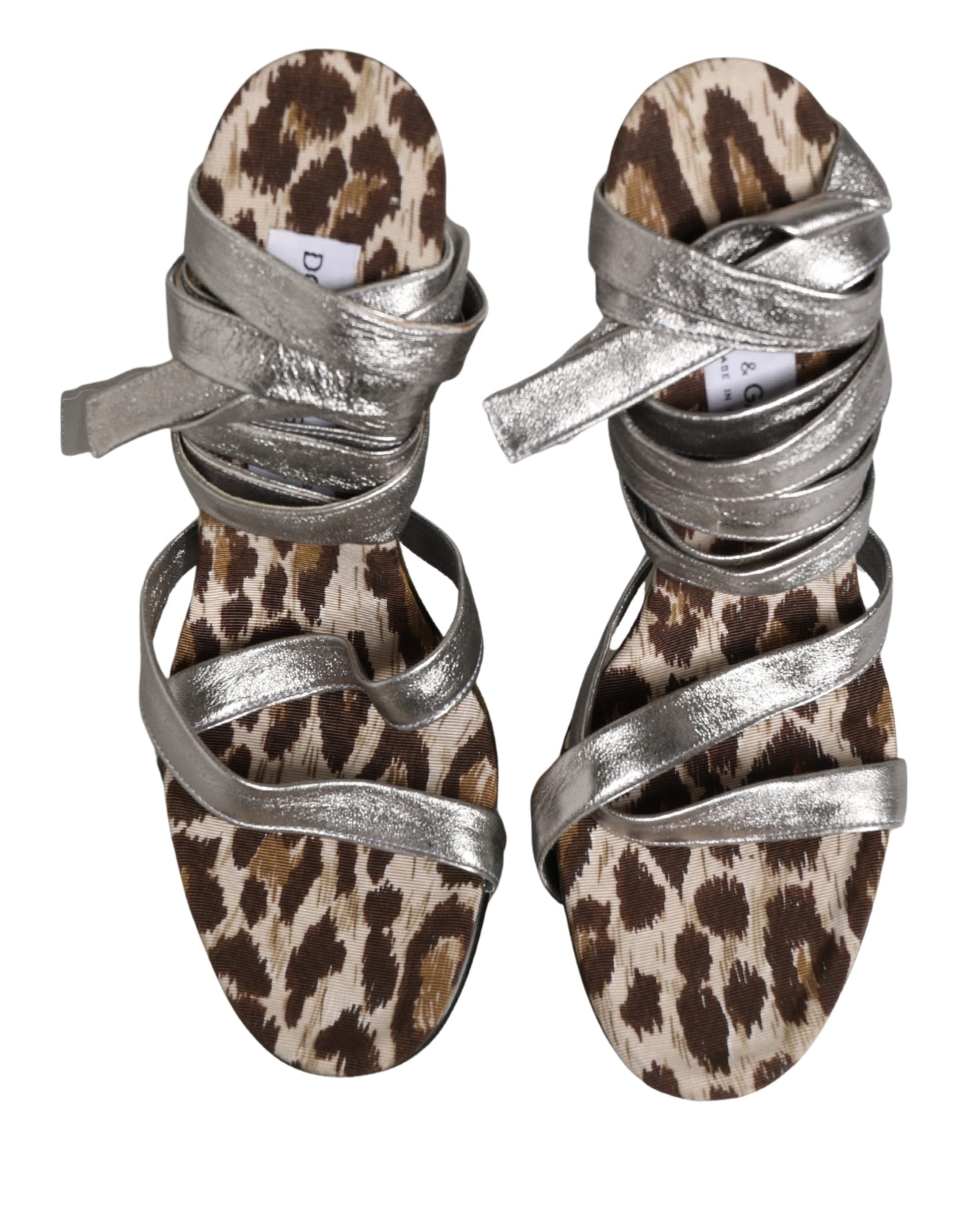 Silver Leather Platform Wedge Sandals Shoes