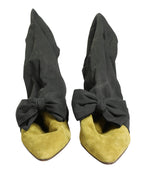 Black Yellow Suede Boots Shoes