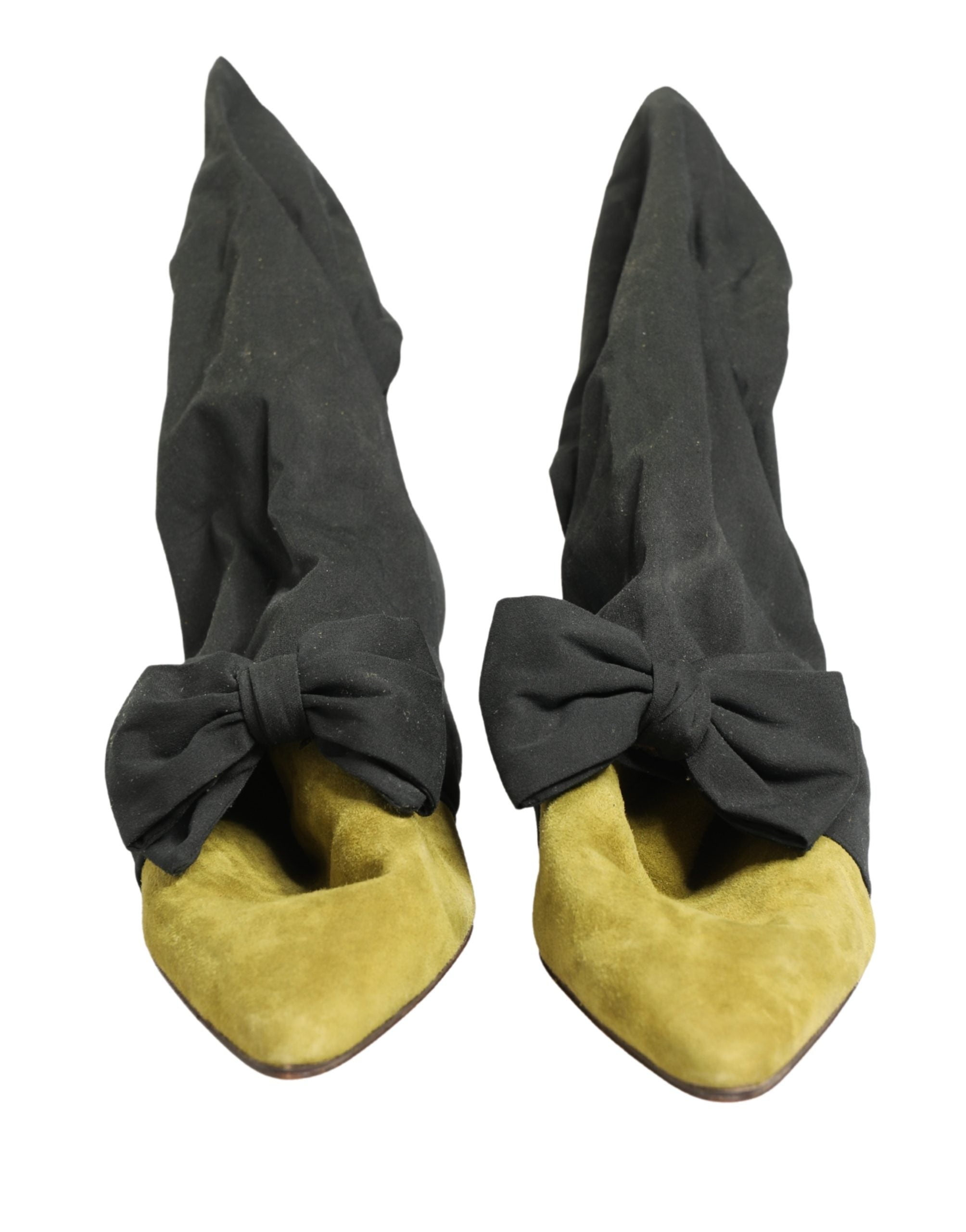 Black Yellow Suede Boots Shoes