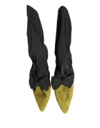 Black Yellow Suede Boots Shoes