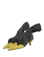 Black Yellow Suede Boots Shoes