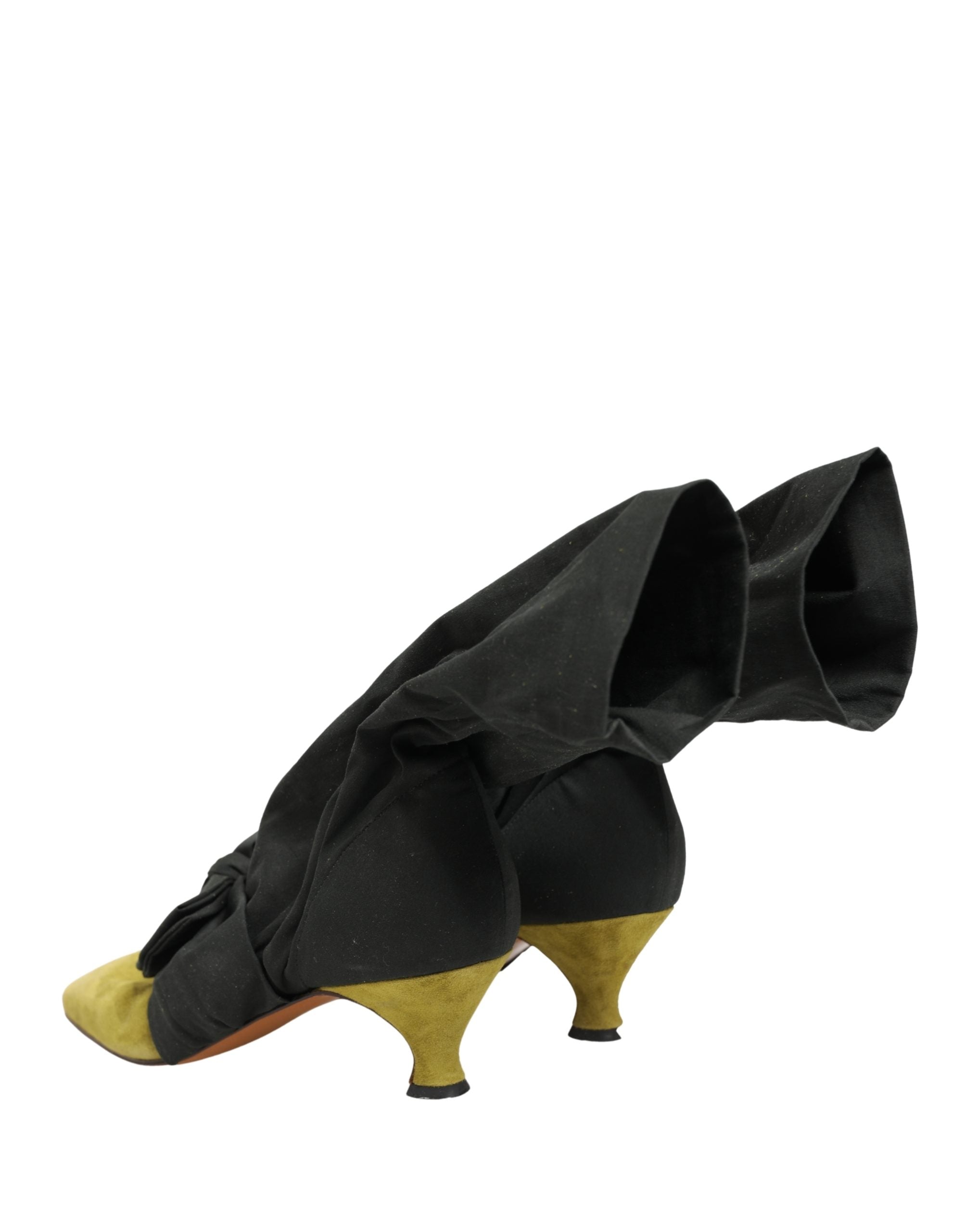 Black Yellow Suede Boots Shoes