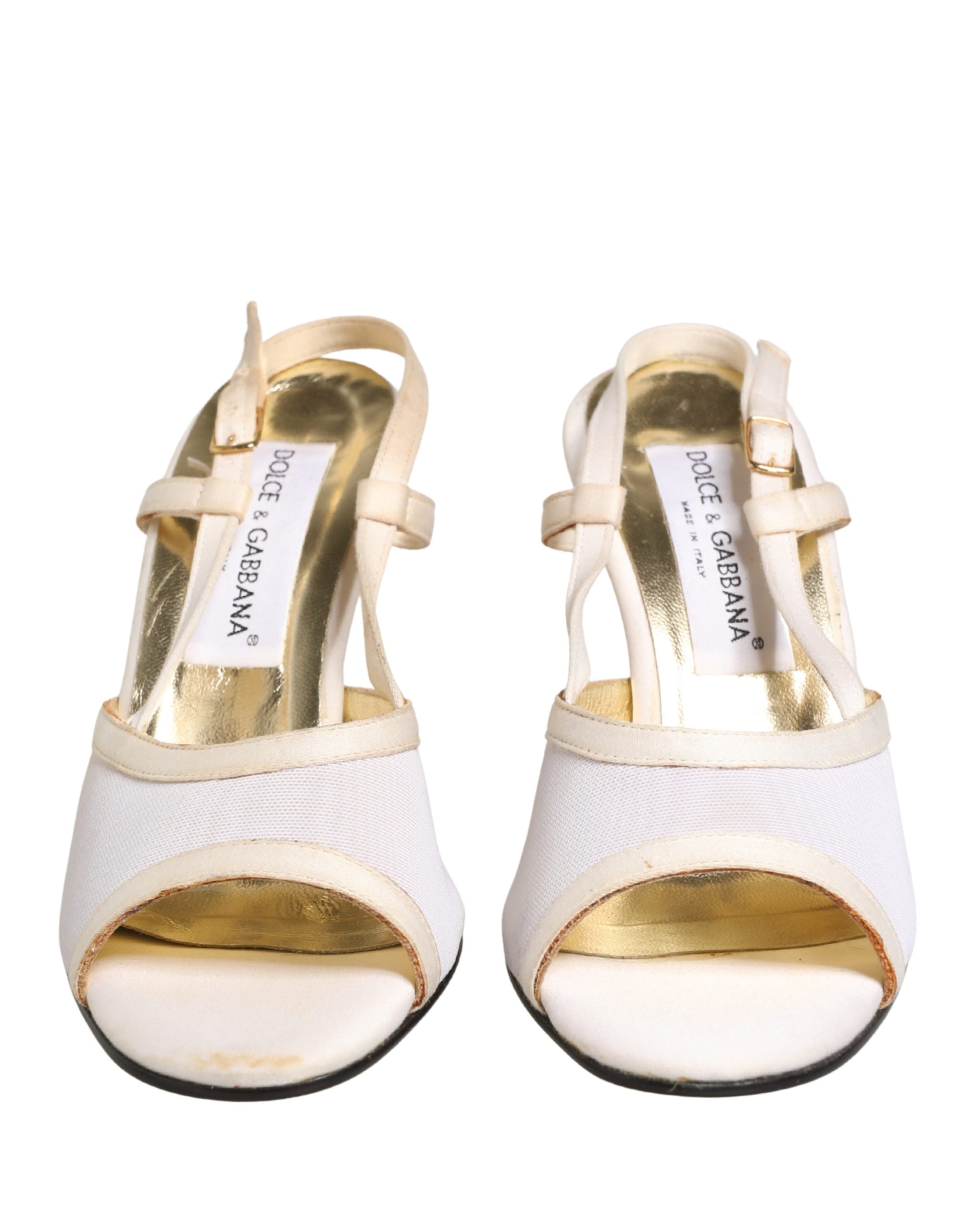 White Satin Slingback Heels Pumps Shoes