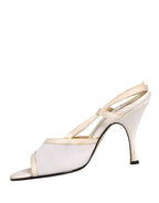 White Satin Slingback Heels Pumps Shoes