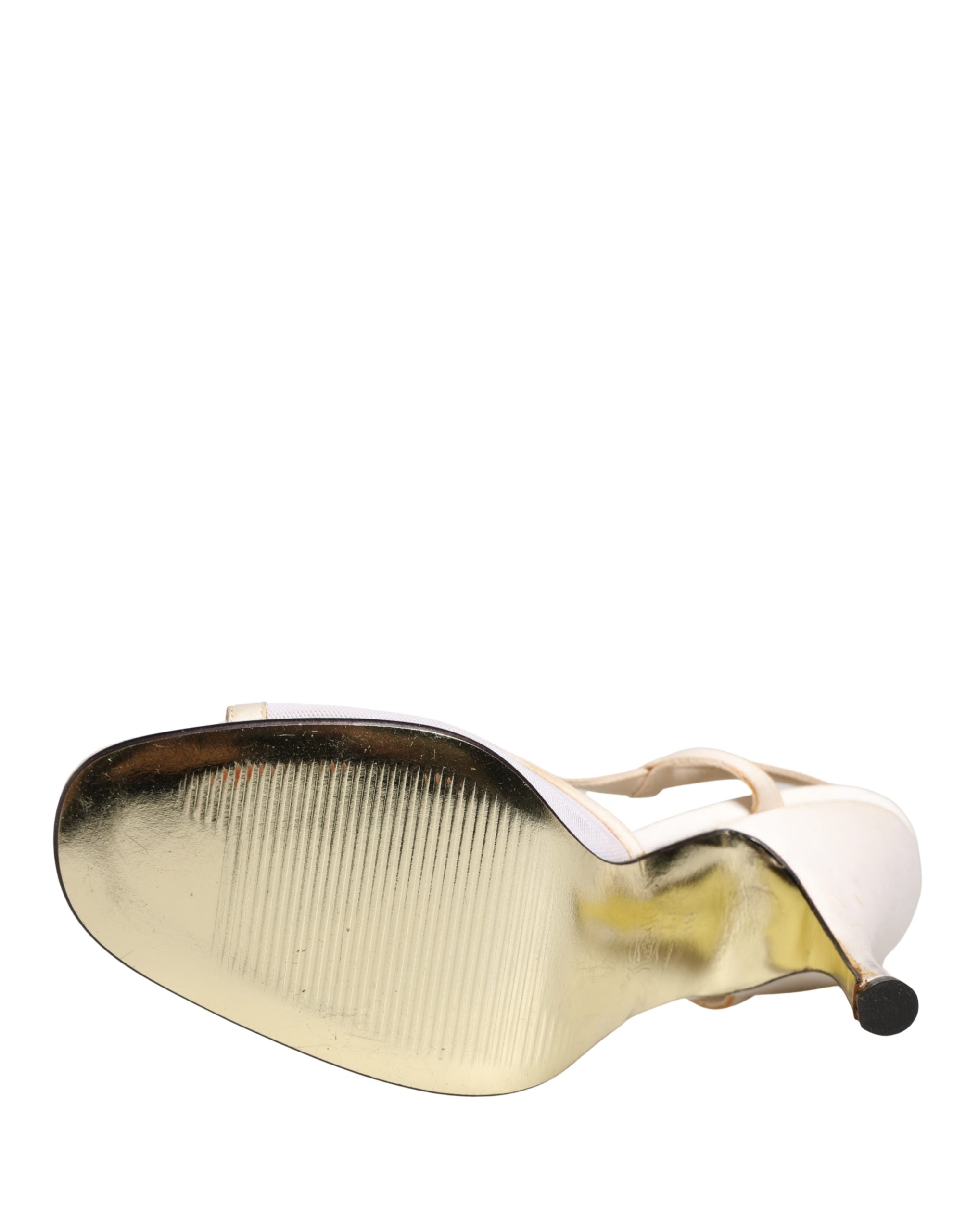 White Satin Slingback Heels Pumps Shoes