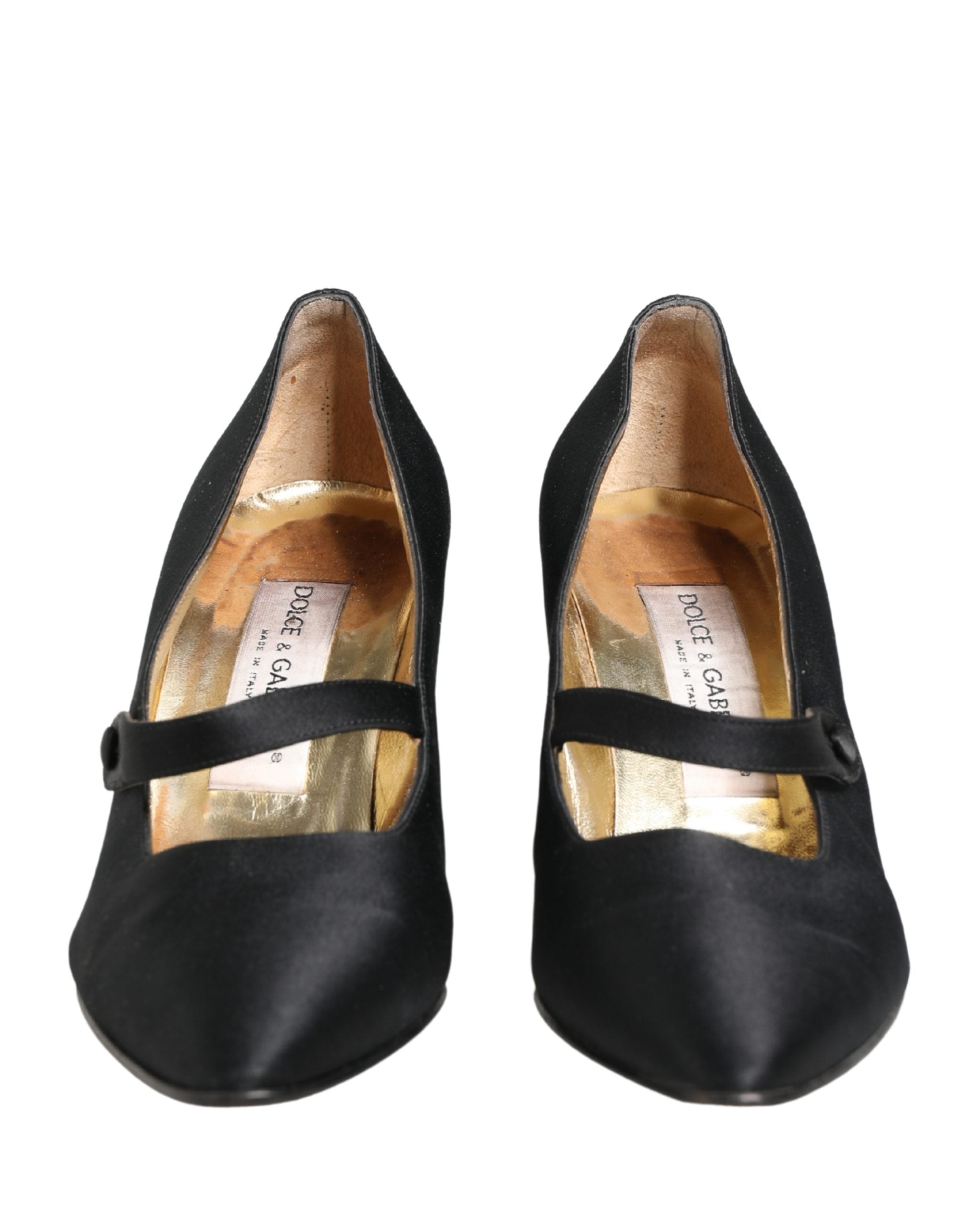 Black Satin Mary Jane Pumps Shoes