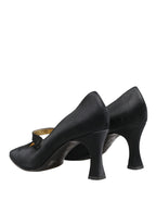 Black Satin Mary Jane Pumps Shoes
