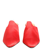 Red Suede Heel Mule Shoes