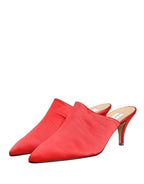 Red Suede Heel Mule Shoes