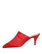 Red Suede Heel Mule Shoes