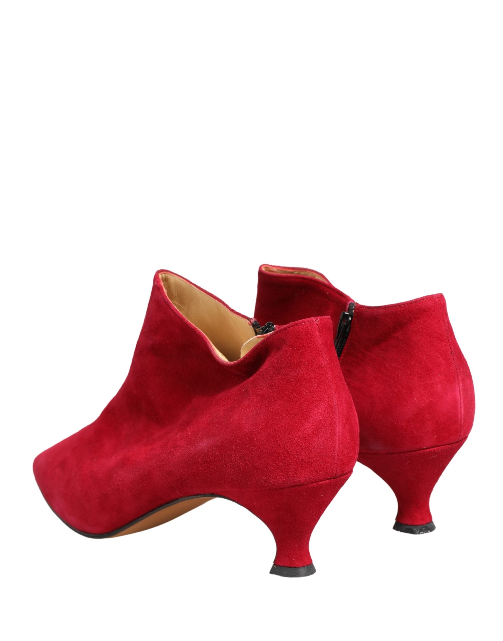 Red Suede Ankle Boots Shoes