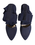 Blue Cotton Ankle Boots Shoes