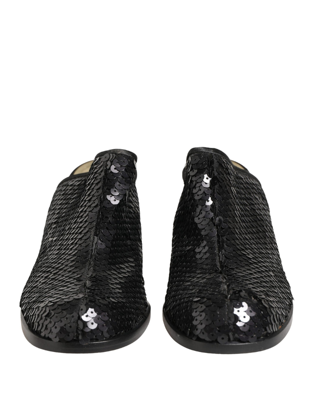 Black Sequined Mules Shoes