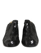 Black Sequined Mules Shoes