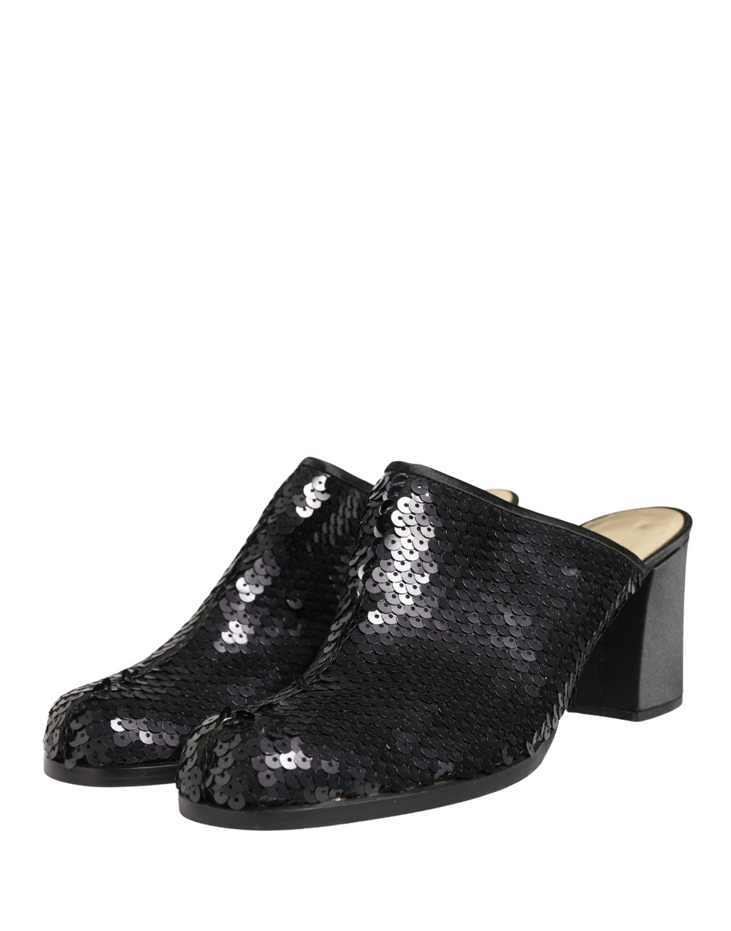 Black Sequined Mules Shoes