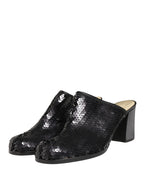 Black Sequined Mules Shoes