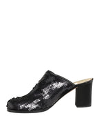 Black Sequined Mules Shoes