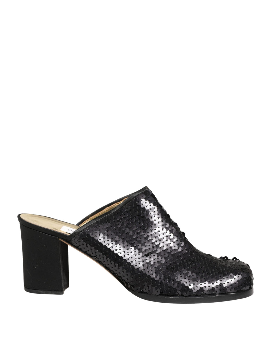 Black Sequined Mules Shoes