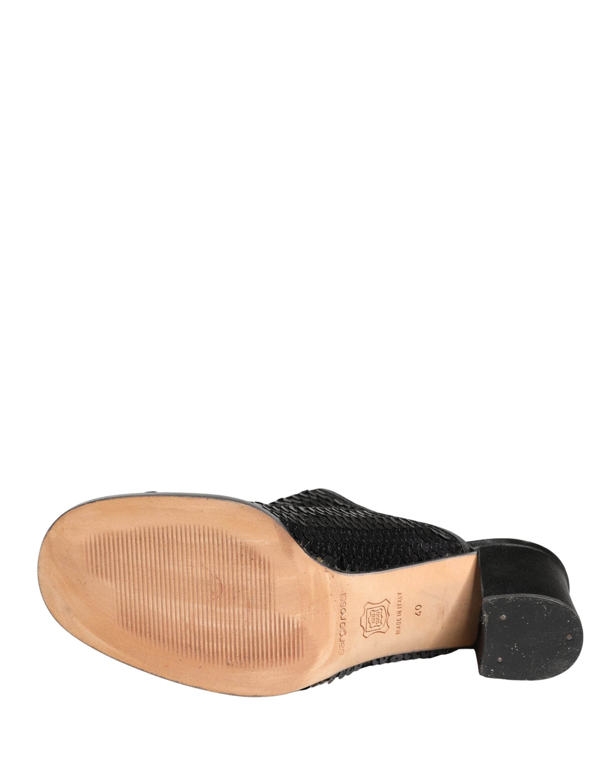 Black Sequined Mules Shoes