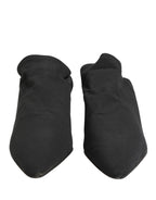 Black Suede Heel Mule Shoes