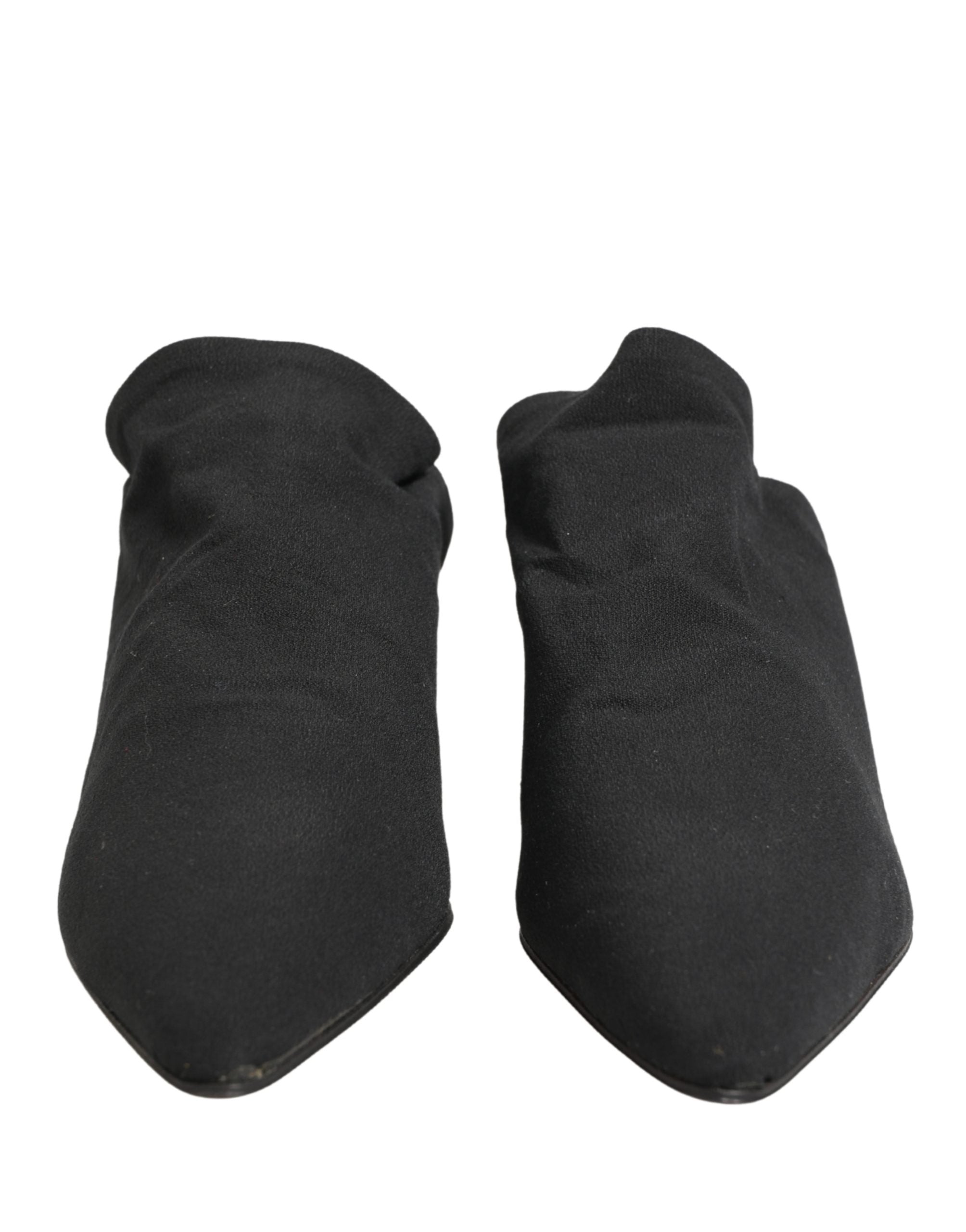 Black Suede Heel Mule Shoes