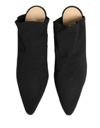 Black Suede Heel Mule Shoes