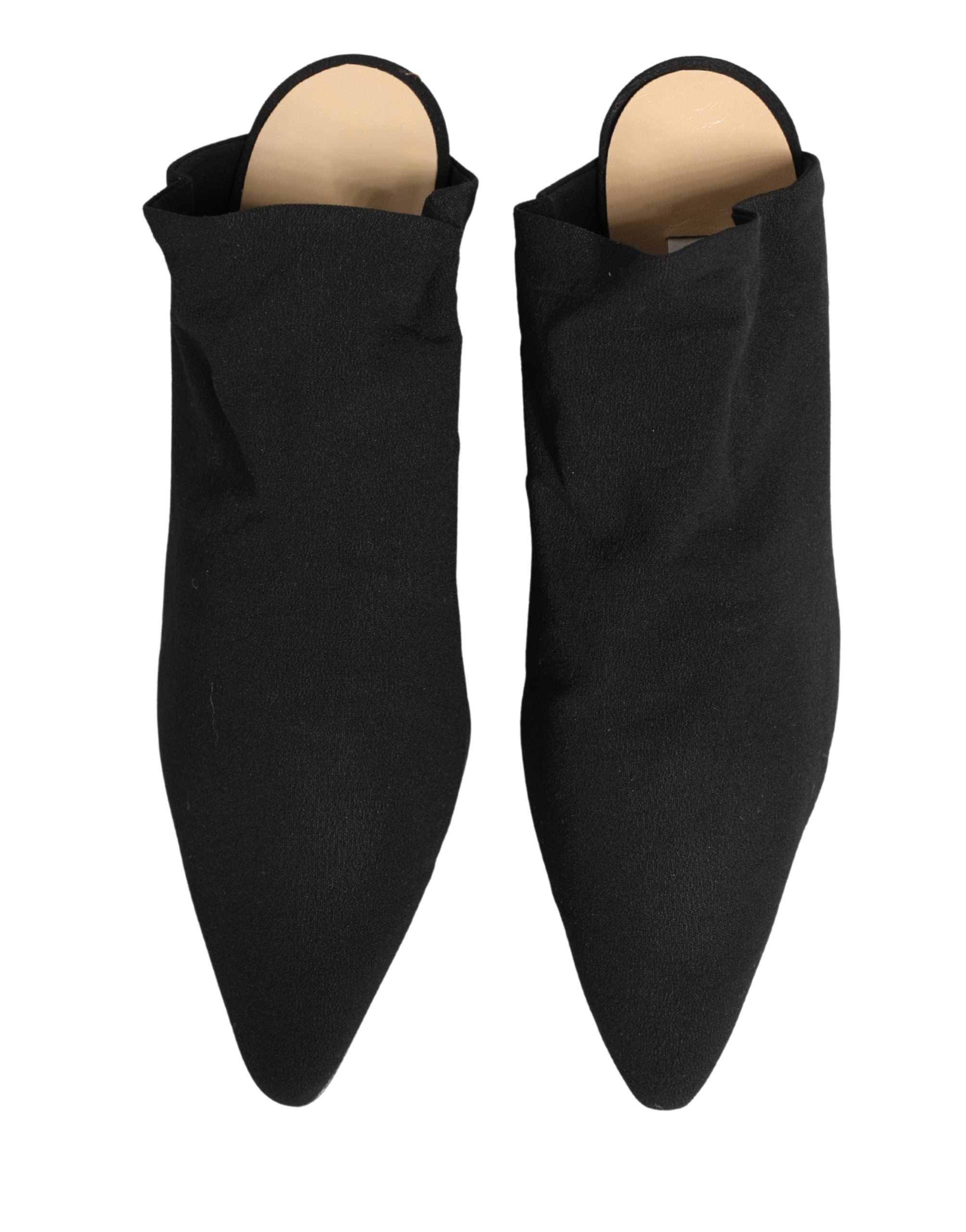 Black Suede Heel Mule Shoes