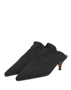Black Suede Heel Mule Shoes