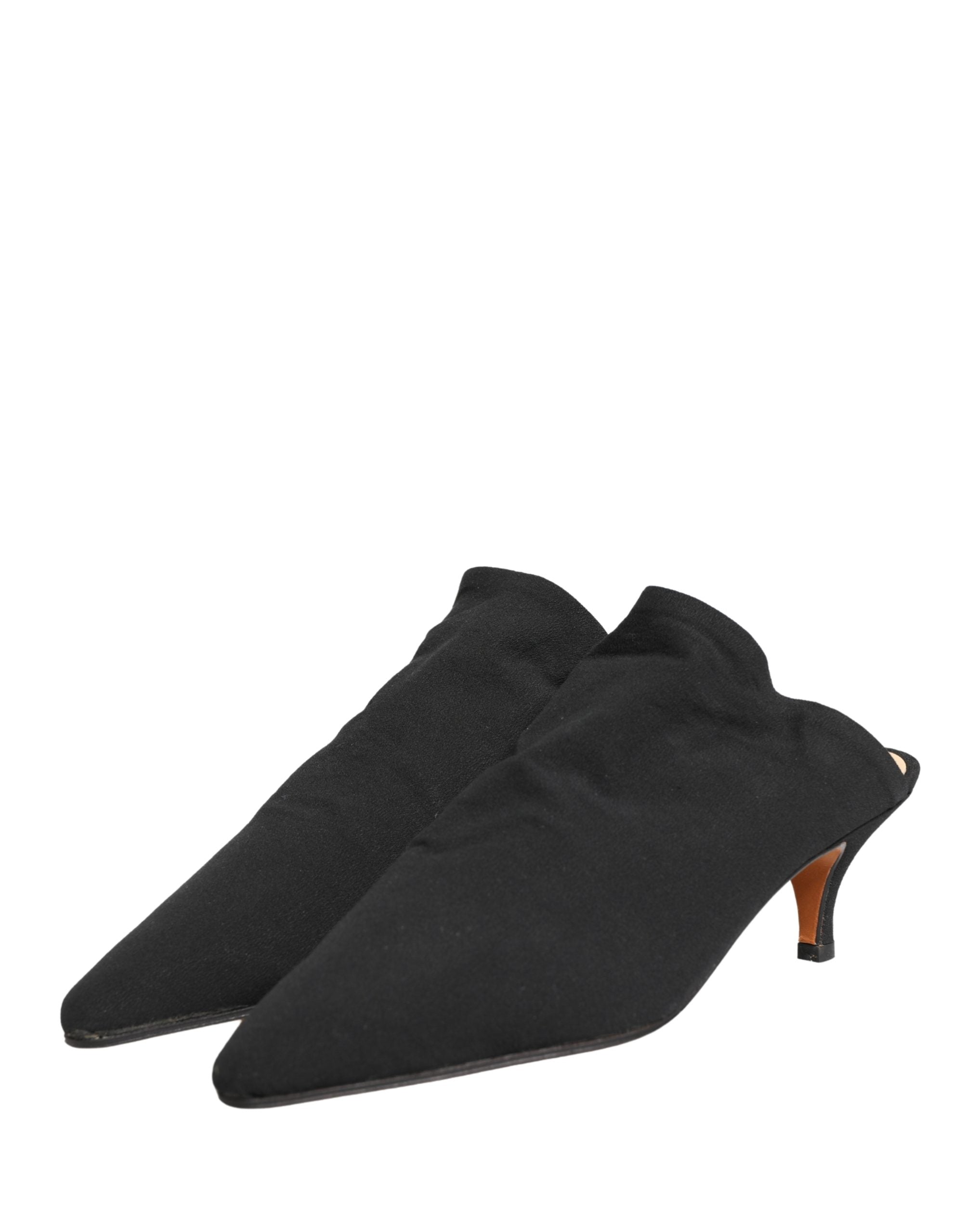 Black Suede Heel Mule Shoes