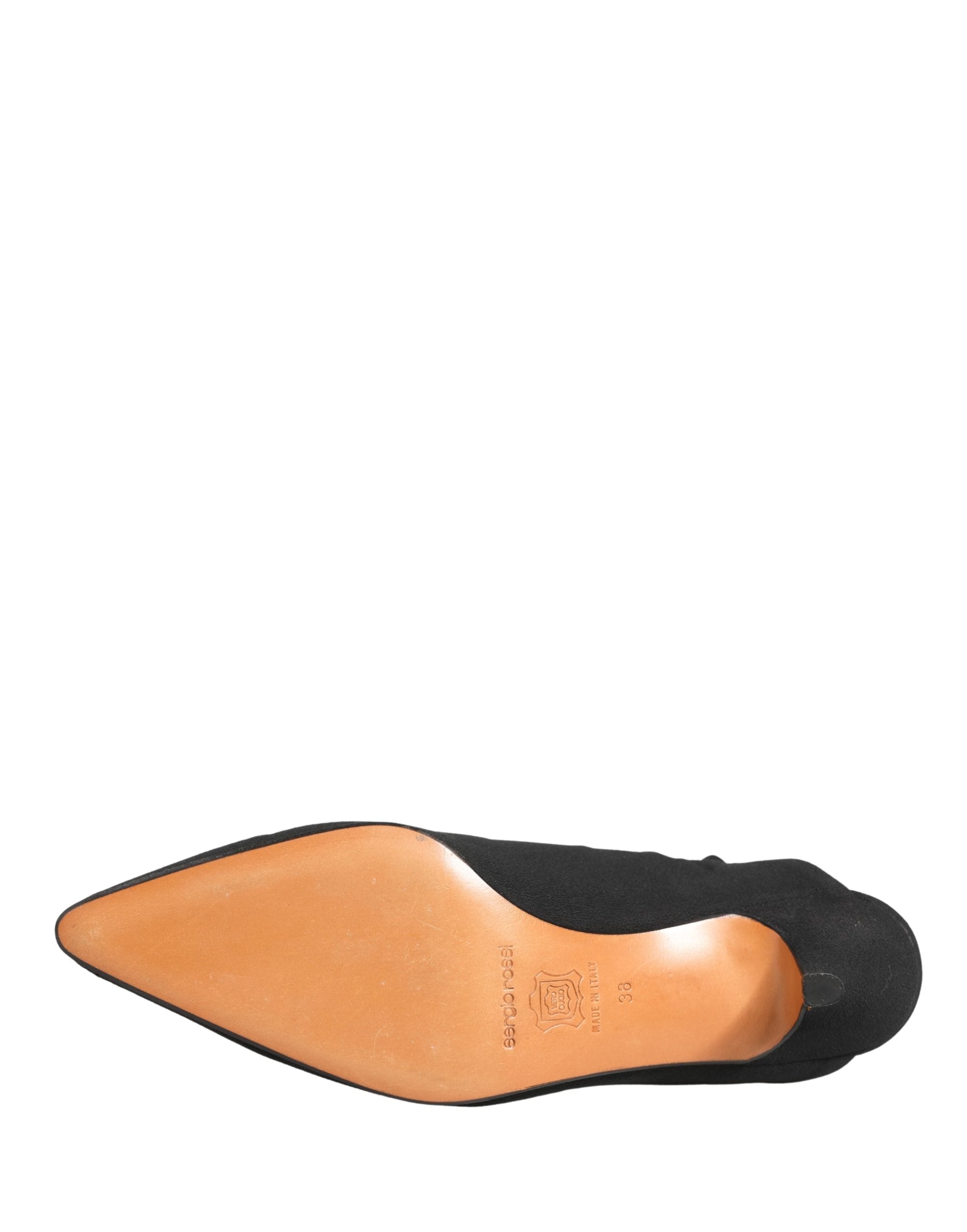 Black Suede Heel Mule Shoes