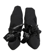 Black Suede Mid Calf Boots Shoes