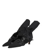 Black Suede Mid Calf Boots Shoes