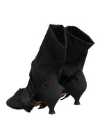 Black Suede Mid Calf Boots Shoes