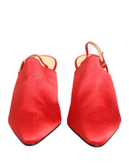 Red Suede Heel Slingback Shoes