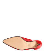 Red Suede Heel Slingback Shoes