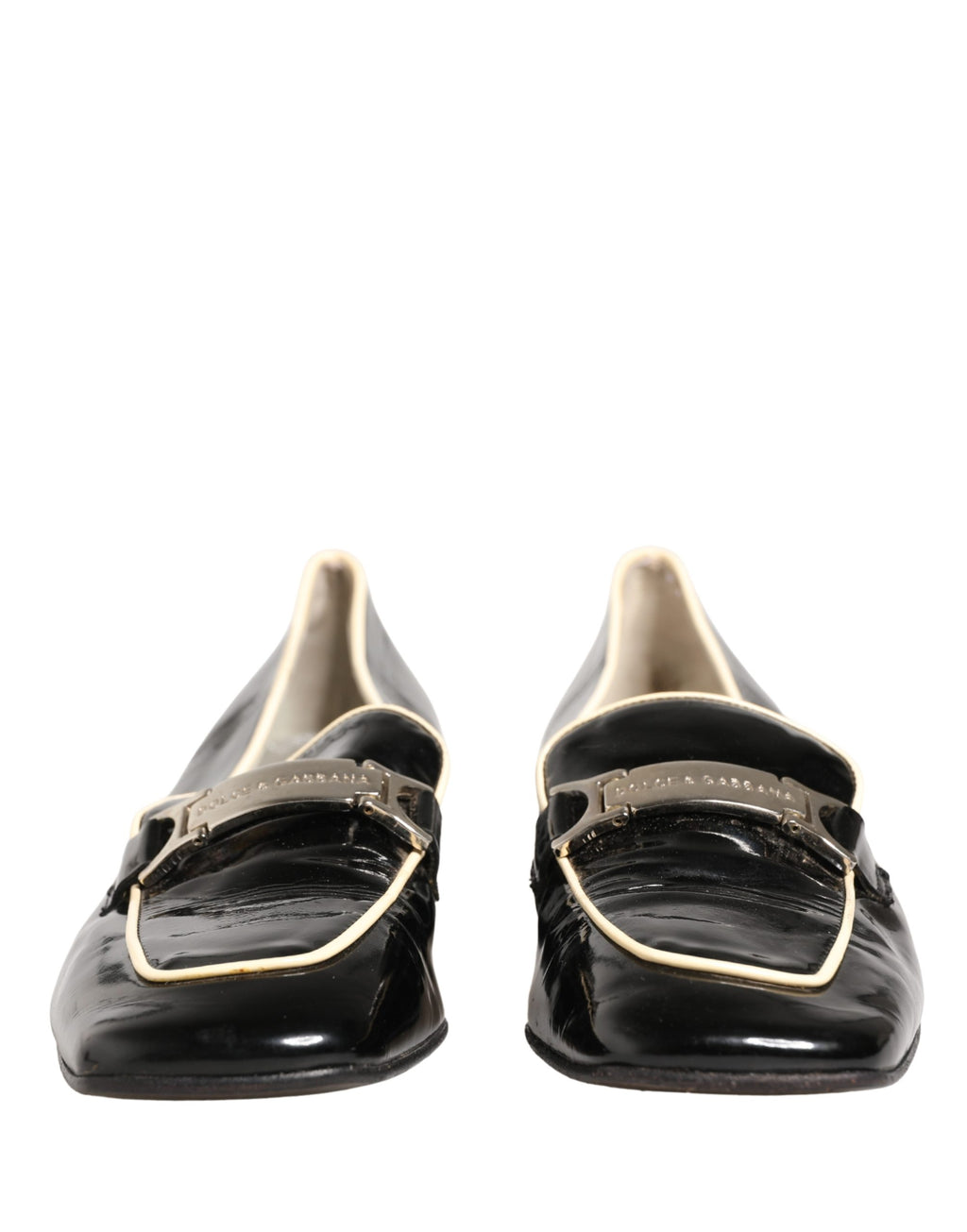 Black Patent Leather Logo Flats Loafers Shoes